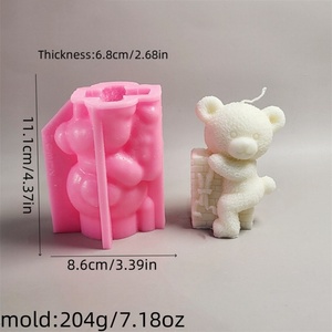 Moule en silicone ours pour bougie en résine Saint-Valentin, moule à bougie parfumée pour décoration intérieure - Product Image 4