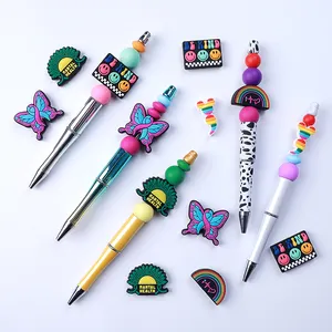 Fashion BPA Free Nursing Chewing Jewelry DIY Charms Focal Beaded Pen New Cartoon Silicone Beads And Teether