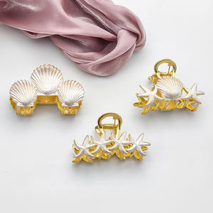 وصل حديثًا مقاطع قذيفة زيتية ذهبية زرقاء اللون موضة سبيكة معدنية نجم سمك القرش للنساء عطلة الصيف - Product Image 4