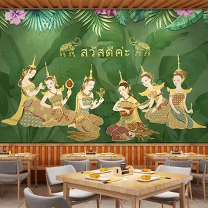 Yunnan Dai kertas dinding mural latar belakang gaya etnik untuk hotel