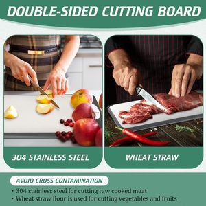 Planche à découper double face en titane pur et paille de blé, écologique, pour usage domestique et commercial, qualité alimentaire, facile à nettoyer - Product Image 2