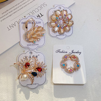 Bros Pin Hias Berlian Imitasi Motif Bunga Geometris dan Hewan, Aksesoris Setelan Wanita Elegan, Penjepit Syal Sutra