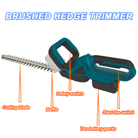 Taille-haie électrique sans fil portatif 21V à moteur à balais, léger, silencieux, lame de coupe de 55 cm, double ciseaux, coupe jusqu'à 8 cm