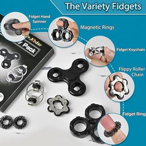 Durable Safe Non-Toxic Plastic Fidget Toys Kids Teens Adults Unisex-<b>Rings</b> <b>Spinner</b> Desk Gadget Calms Anxiety Focus ADHD Busy - Product Image 3