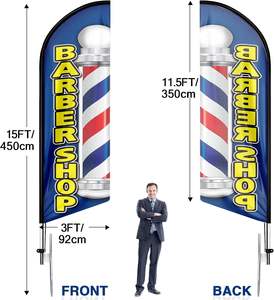 Drapeau promotionnel pour salon de coiffure en plein air, vente chaude, design personnalisé, double face, résistant au vent, avec kit de mât et base - Product Image 2