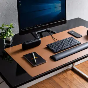 Almohadilla de escritorio multifuncional de doble cara, almohadilla de ratón de cuero PU impermeable, Protector Blotter de escritorio