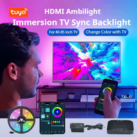 Boîte de synchronisation de rétroéclairage TV Tuya compatible avec Alexa et Google Assistant, bande lumineuse LED RGB, commande vocale, HDMI2.0 pour téléviseurs de 24 à 120 pouces