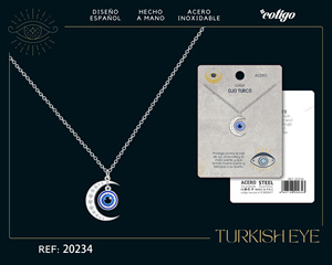 Collana occhio turco in acciaio Color argento con catena a maglie alla moda placcata in oro con zircone di perle diamantate per regalo o festa - Product Image 5