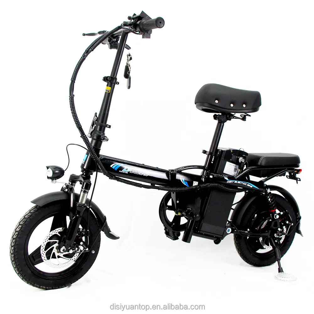 DISIYUAN 14 pulgadas motocicleta eléctrica bicicleta plegable bicicleta eléctrica 48V para adultos Batería Electrónica de litio de acero 350W 1 velocidad