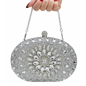 Lady çiçek şekilli Rhinestone el çantası için lüks kristal elmas akşam balo çanta - Product Image 4