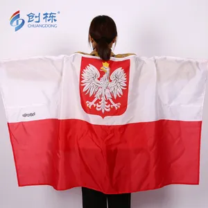 Großhandel Natio Crest State polnische Flagge Eagle Poland Body Flag mit Ärmel benutzer definierte Design-Logo