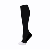 Chaussettes de compression à bout ouvert en nylon gradué pour infirmières, course à pied, voyage, vol, grossesse, athlétisme, 15-20 mmHg, hauteur genou