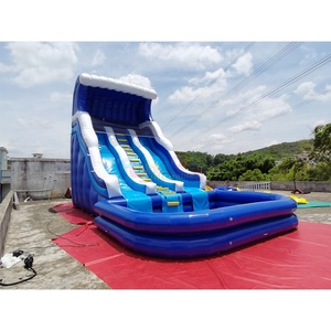 23ft Cầu Trượt Thương Mại Cầu Thang Lâu Đài Nhảy Hinchables Cầu Trượt Nước Trượt Nước Hai Làn Bơm Hơi - Product Image 2