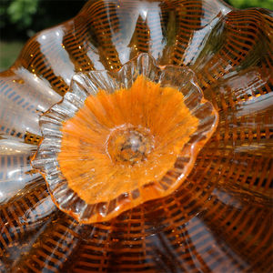 Chihuly Style Brown con Orange Stamen Art Placas de vidrio soplado Decoración de pared - Product Image 5