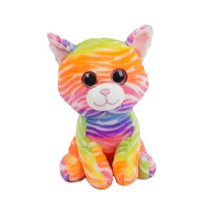 Peluche chat arc-en-ciel, Animal doux, personnalisé, coloré, cadeau, vente en gros, cm