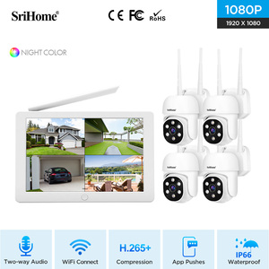Srihome không dây NVR Kit 10.1 inch màn hình LCD không dây an ninh Hệ thống camera quan sát 1080P 4 kênh hỗ trợ đầy đủ màu sắc tầm nhìn ban đêm - Product Image 2