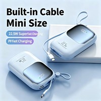 OEM ODM Batterie externe 20000mAh avec câbles intégrés, charge super rapide 22.5W, affichage numérique LED, batterie externe mobile grande capacité