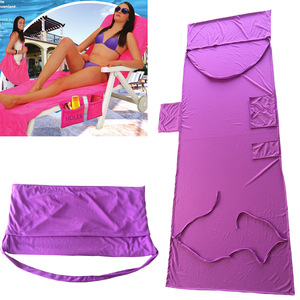 Housse de serviette de chaise de <span class=keywords><strong>plage</strong></span> à séchage rapide en microfibre sans sable personnalisée avec poches latérales <span class=keywords><strong>pour</strong></span> chaise longue de piscine - Product Image 2