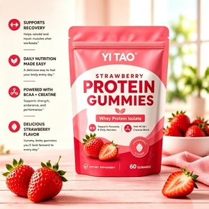 Gomitas de proteína de suero de alta calidad con electrolitos, suplemento energético muscular, sabor a fresa, bajo en calorías - Product Image 3