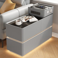 Haut-parleur Bluetooth à chargement sans fil Table de chevet Armoire latérale flottante intelligente avec serrure d'éclairage à commande vocale pour le salon