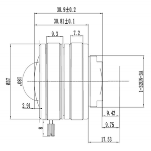 1inch Độ dài tiêu cự 4.9mm lớn FOV góc rộng C-Mount của nhãn hiệu Iris <span class=keywords><strong>Fisheye</strong></span> ống kính cho 1 "định dạng cảm biến - Product Image 2