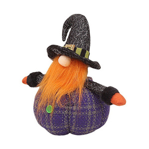 Muñeca de Tela de Calabaza de Halloween con Sombrero de Bruja y Barba Larga, Rellena de Algodón PP, Decoración de Escritorio para Uso en Interiores - Product Image 5