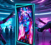 Nuevo Monitor de Pantalla Táctil LED de 55 Pulgadas a Todo Color con Efecto de Desplazamiento Tipo C para Publicidad en Centros Comerciales y Negocios