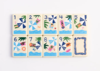 Набор для путешествий Mini Miss Out of Office Travel Mahjong с плитками в стиле тропического пляжа и фруктов, складной, современный, роскошный, ультратонкий