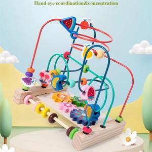 Hot Selling Montessori Educational <b>Toys</b> Factory Supply Wood Bead Maze <b>Roller</b> <b>Coaster</b> Kids' Slide Bead Learning Game - Product Image 2