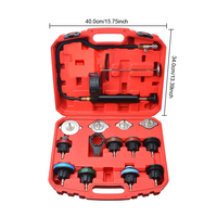 Podofo Kit de test de pression de radiateur 15 pièces, ensemble de bouchons de test de pression de liquide de refroidissement, outil de détection de fuites du système de refroidissement pour voiture, vente en gros