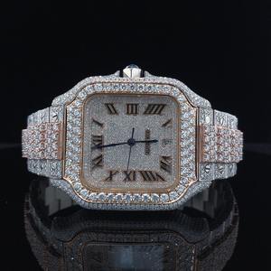 Unique Design Diamond Embedded Couple <b>Watch</b> Set with Matching Design Perfect Gift for Anniversary and Wedding for Sale - Product Image 1