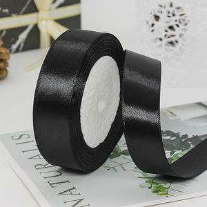 Ruban en satin noir de 1 cm à 5 cm, polyester, artisanat, emballage cadeau, accessoires de bijouterie DIY, origine Yiwu, hiver 2025 - Product Image 4