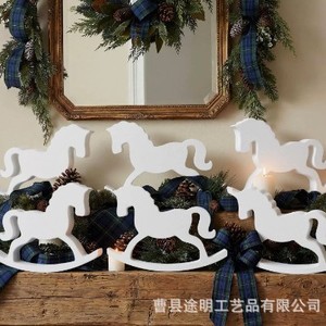 Figurine de poney en bois pour bureau, couleur bois naturel blanc, ornement de Noël, décoration intérieure - Product Image 4