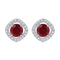 Ensemble de bijoux en rubis Luxe Argent sterling 925 Pierre rouge naturelle carrée Zircon Bague Collier et boucles d'oreilles