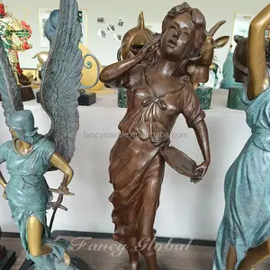 Trang trí nội thất đúc Brass hình tượng sexy Nude người phụ nữ Lady giữ rượu vang Jug Bronze điêu khắc