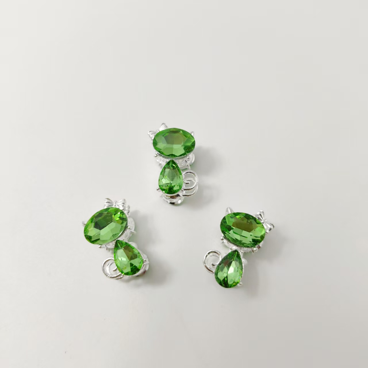 Plaqué argent - Diamant vert transparent