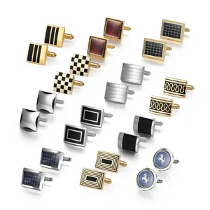 Wedding Guests Gifts Fashion Jewelry Men Cuffs Square Man Shirt Cufflinks Copper Tie Clips & Cufflinks For Mens