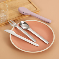 Offre Spéciale 4Pc voyage en plein air Camping ensemble de couverts modernes couteau cuillère fourchette avec manchon en silicone