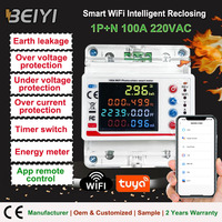 Stabilizer Cerdas Tuya 1-100A WiFi dengan Proteksi Kebocoran Arus dan Tegangan Lebih/Kurang, Kontrol Waktu, dan Pengukuran