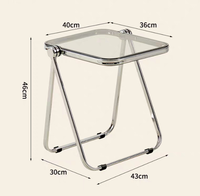 Table d'appoint pliable moderne en acier inoxydable transparent en acrylique, petite et portable, pour le camping, l'extérieur et le salon