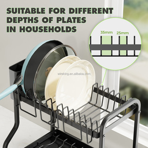 WIREKING Escurridor de Platos Metálico de 2 Niveles con Bandeja Antigoteo y Porta Cubiertos para Cocina - Product Image 3