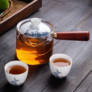 Set da Tè in Ceramica con Motivi Stampati, Tazze Bianche, Teiera in Vetro Verde, Tazzine per Caffè e Tè - Product Image 5