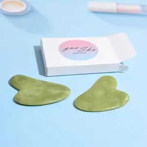 Toptan doğal yeşil yeşim gua sha set özel logo kan dolaşımını artırmak anti aging