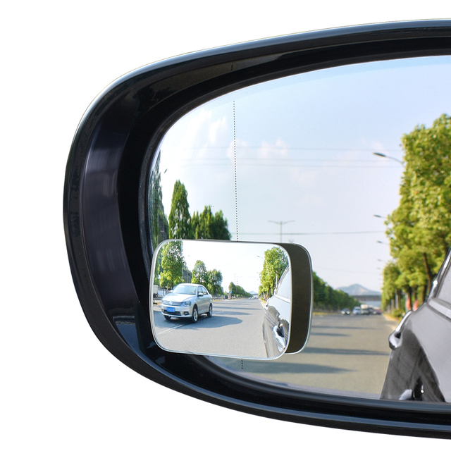 2pcs HD Convex Blind Spot Mirrors Wide-Angle 360 Degrees Adjustable Glue Tape Rear Auxiliary Car Mirror Exterior Accessory