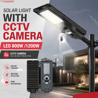 Lampadaire Solaire LED Tout-en-un à Double Objectif avec Caméra 800W 1200W, 4G WIFI, Surveillance CCTV AOV, Lumière de Sécurité Murale ou sur Poteau