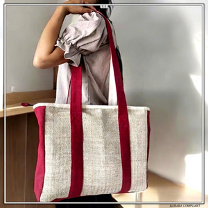 กระเป๋าโท้ทฤดูร้อนดีไซน์เนอร์ ECO Rich Hemp สำหรับผู้หญิง ขนาดสั่งทำได้ ทนทาน ฐานเสริมความแข็งแรง ซับในผ้าฝ้าย ซิปปักลาย หูหิ้วสองข้าง - Product Image 1