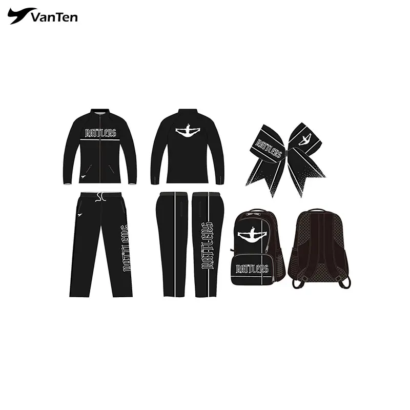 Großhandel Frauen tanzen Jubel Leistung Aufwärm jacken Set Full Zip up KIDS Cheer Trainings anzug benutzer definierte Team Rucksack Set