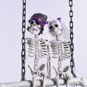 Decorazioni di Halloween Spaventose e Originali: <span class=keywords><strong>Scheletri</strong></span> di Sposi a Grandezza Naturale, Decorazioni Sospese, Insegna di Benvenuto con Coppia di <span class=keywords><strong>Scheletri</strong></span> per Halloween - Product Image 2