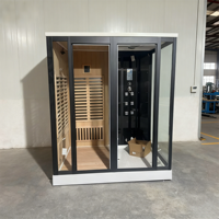 Kabin Sauna Uap Listrik Modern 2-in-1 untuk Dalam Ruangan, Kombinasi Kamar Mandi Uap Kayu Hemlock Kanada, Kontrol Aplikasi WiFi Pintar, Biohacking Villa