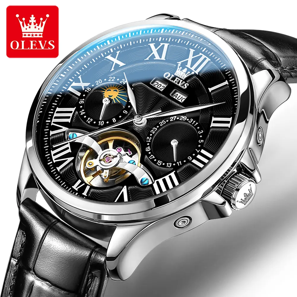 OLEVS 7013 Reloj Custom Logo Relogio Tourbillon Stainless Steel Self Winding Wrist Wristwatches Automatic Men Watch Mechanical